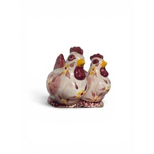Temptations Old World Dark Cranberry Red Chicken Hen Salt and Pepper Shakers